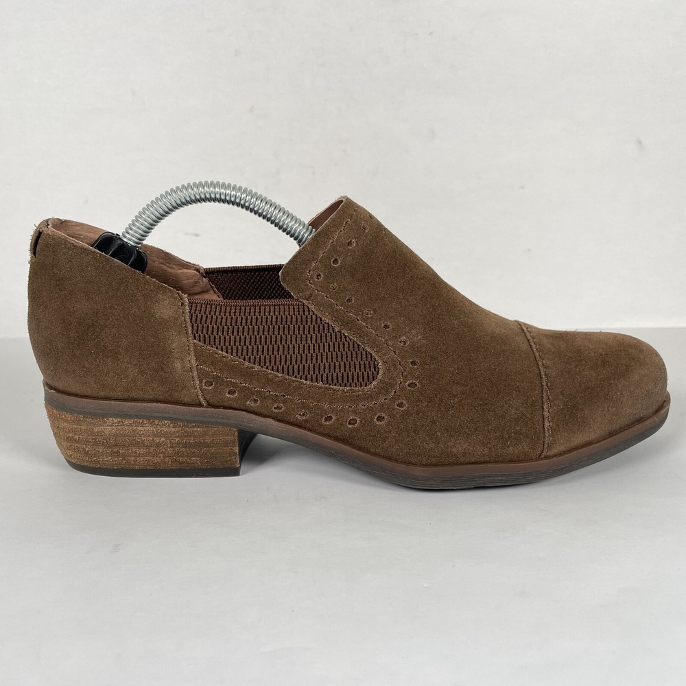 Korks Gertrude Shoes Womens Size 6.5 M Brown Suede Slip On Block Heel Booties